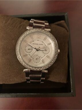 Michael Kors  Parker Silver-tone Crystal Bezel Watch